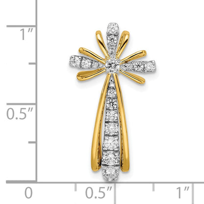 14K Bicolor Gold Poliert Echt Diamant Kreuz