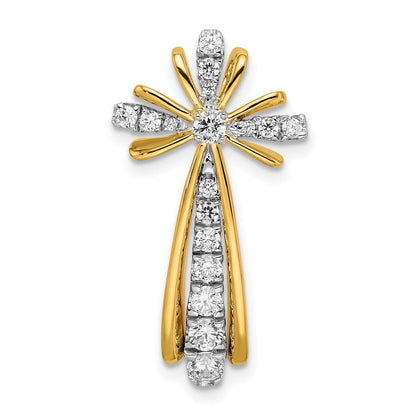14K Bicolor Gold Poliert Echt Diamant Kreuz