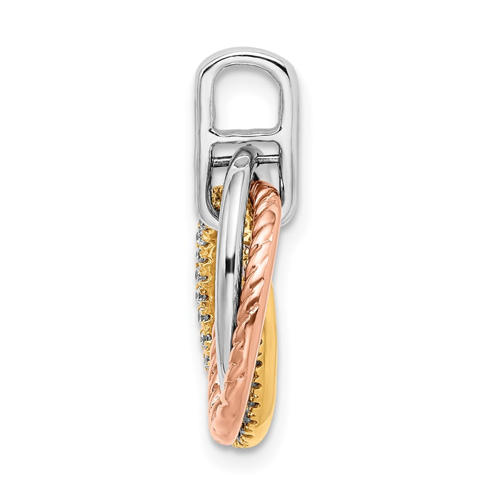 14K Tricolor-Gold Doppeloval-Anhänger mit echtem Diamant