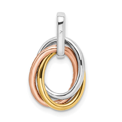14K Tricolor-Gold Doppeloval-Anhänger mit echtem Diamant