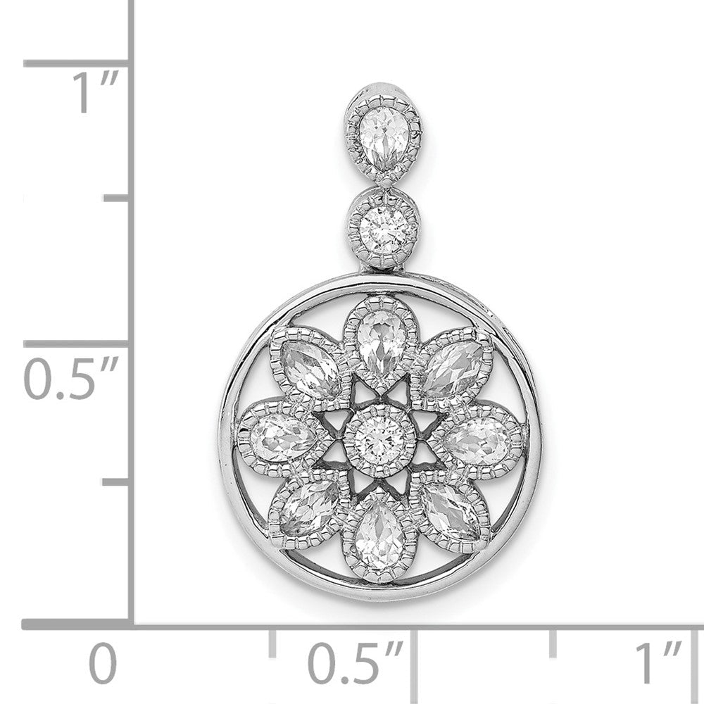 14K Weißgold Blumen Echt Diamant Kette Anhänger