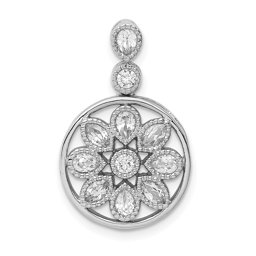 14K Weißgold Blumen Echt Diamant Kette Anhänger