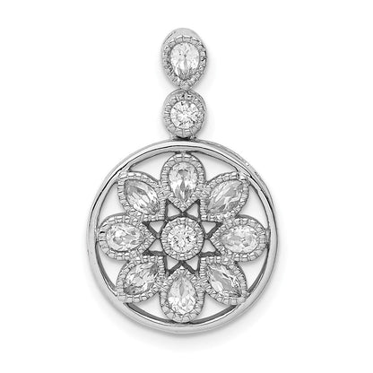 14K Weißgold Blumen Echt Diamant Kette Anhänger