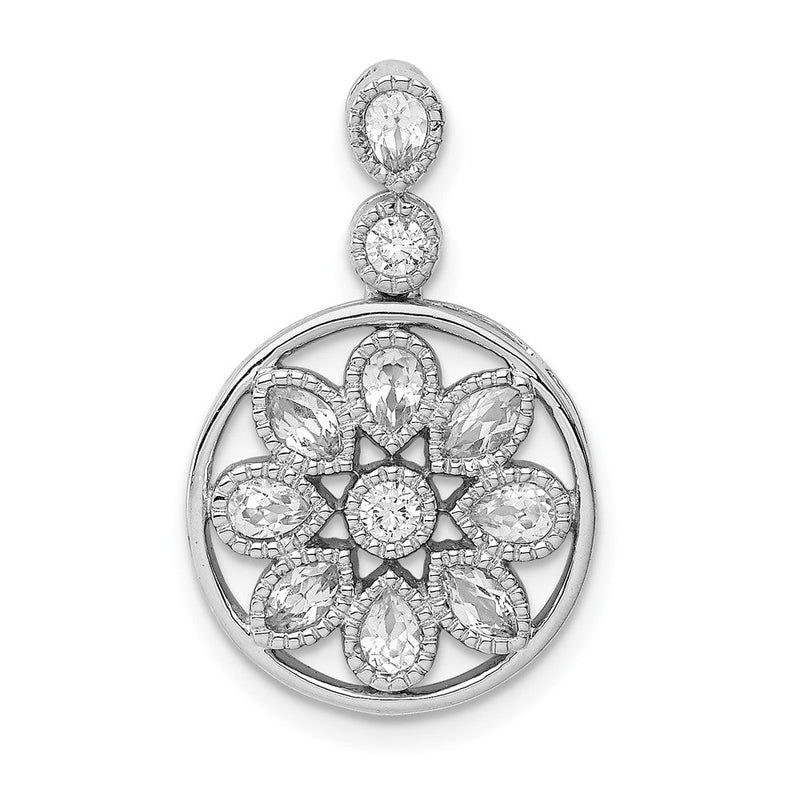 14K Weißgold Blumen Echt Diamant Kette Anhänger