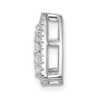 14K Weißgold Poliert Dreieck Echt Diamant Kette Anhänger