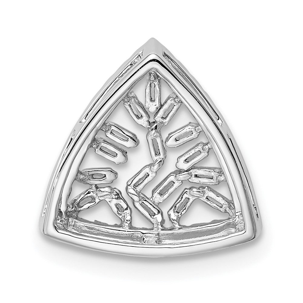 14K Weißgold Poliert Dreieck Echt Diamant Kette Anhänger