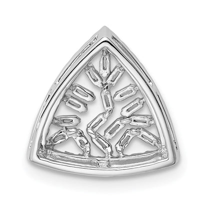 14K Weißgold Poliert Dreieck Echt Diamant Kette Anhänger