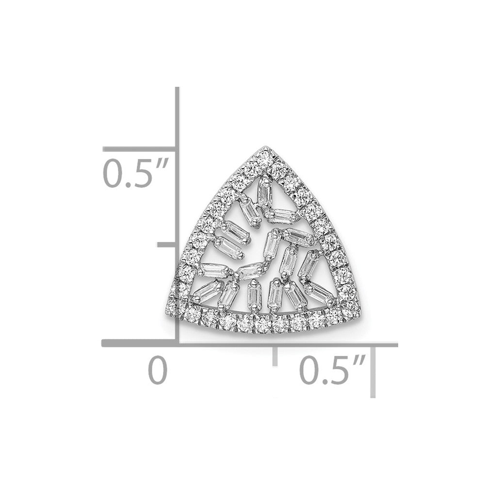 14K Weißgold Poliert Dreieck Echt Diamant Kette Anhänger