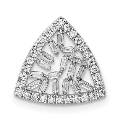 14K Weißgold Poliert Dreieck Echt Diamant Kette Anhänger