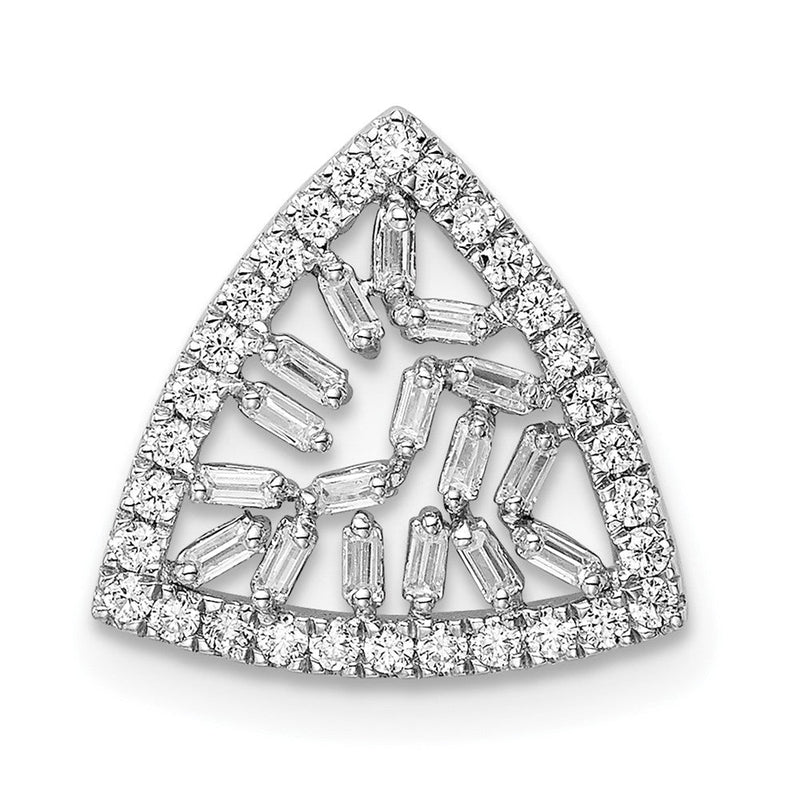 14K Weißgold Poliert Dreieck Echt Diamant Kette Anhänger