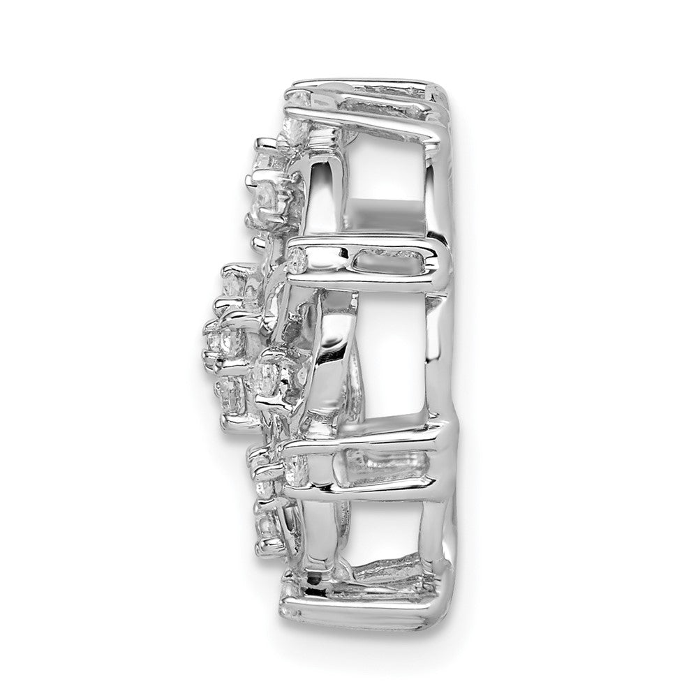 14K Weißgold Blumen Echt Diamant Kette Anhänger