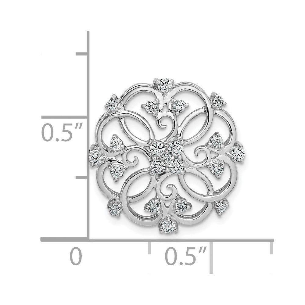 14K Weißgold Blumen Echt Diamant Kette Anhänger