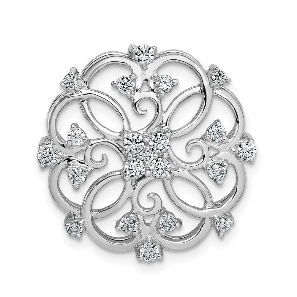 14K Weißgold Blumen Echt Diamant Kette Anhänger