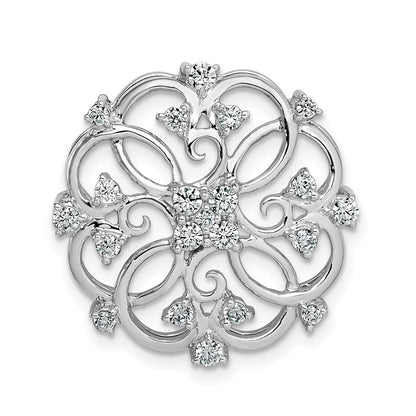 14K Weißgold Blumen Echt Diamant Kette Anhänger