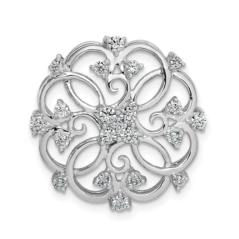 14K Weißgold Blumen Echt Diamant Kette Anhänger