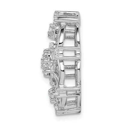 14K Weißgold Blumen Echt Diamant Kette Anhänger