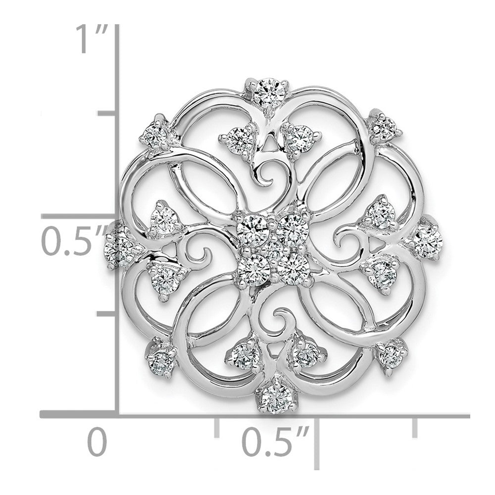 14K Weißgold Blumen Echt Diamant Kette Anhänger