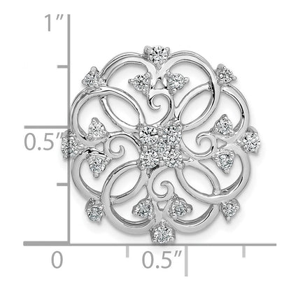14K Weißgold Blumen Echt Diamant Kette Anhänger