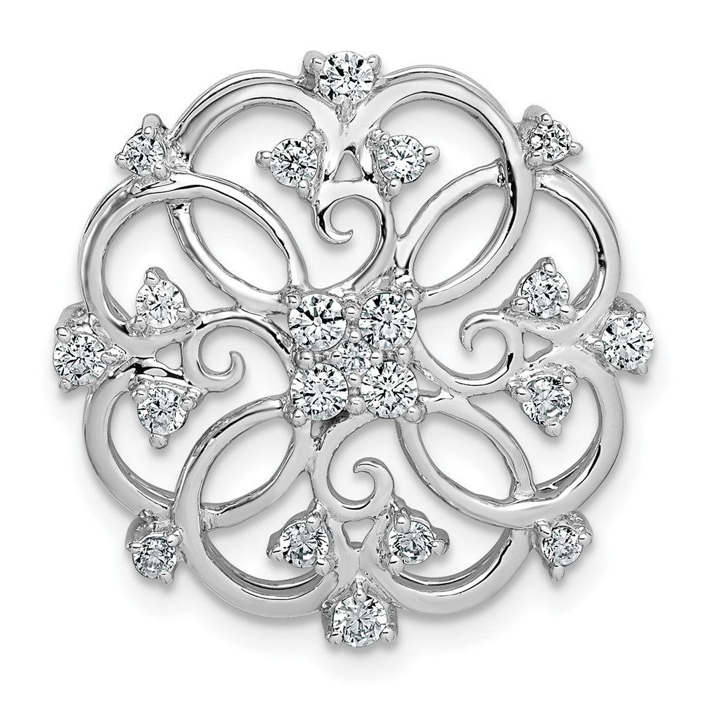 14K Weißgold Blumen Echt Diamant Kette Anhänger