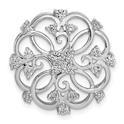 14K Weißgold Blumen Echt Diamant Kette Anhänger