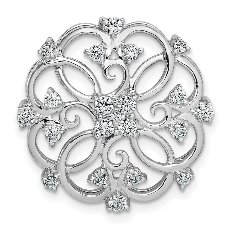 14K Weißgold Blumen Echt Diamant Kette Anhänger