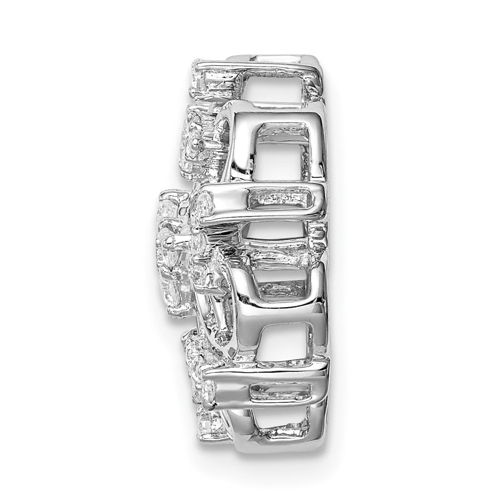 14K Weißgold Blumen Echt Diamant Kette Anhänger
