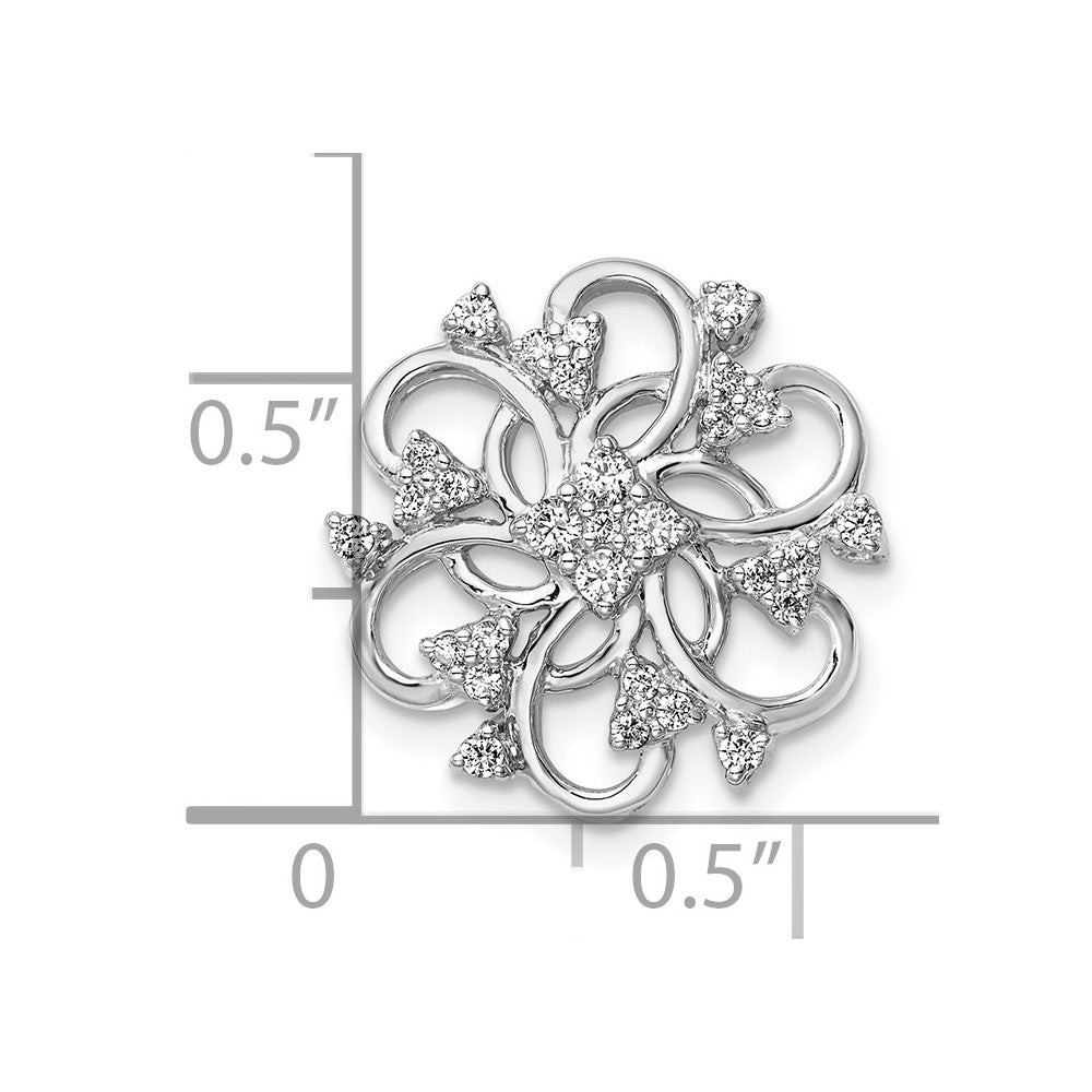 14K Weißgold Blumen Echt Diamant Kette Anhänger