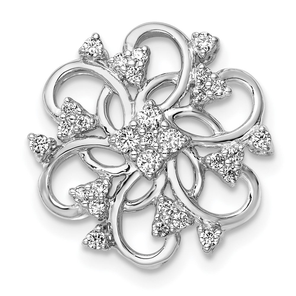 14K Weißgold Blumen Echt Diamant Kette Anhänger
