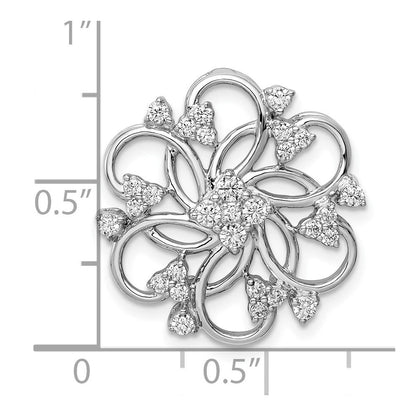 14K Weißgold Blumen Echt Diamant Kette Anhänger