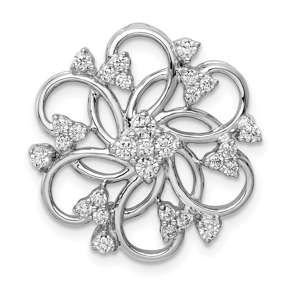 14K Weißgold Blumen Echt Diamant Kette Anhänger