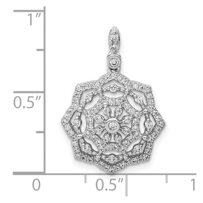 14K Weißgold Blumen-Anhänger mit echten Diamanten