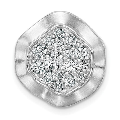 14K Weißgold Poliert Gewellt Kreis Echt Diamant Kette Anhänger