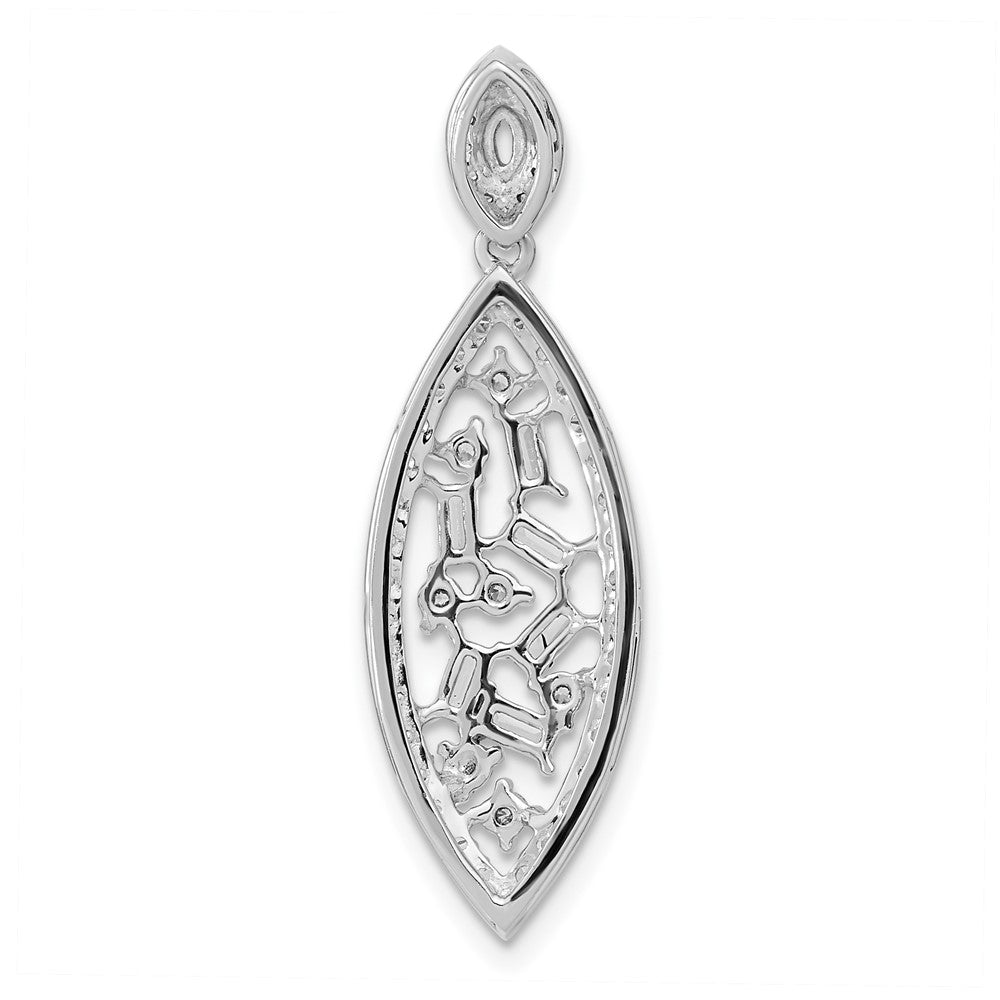 14K Weißgold Poliert Fantasie Hängend Echt Diamant Kette Anhänger