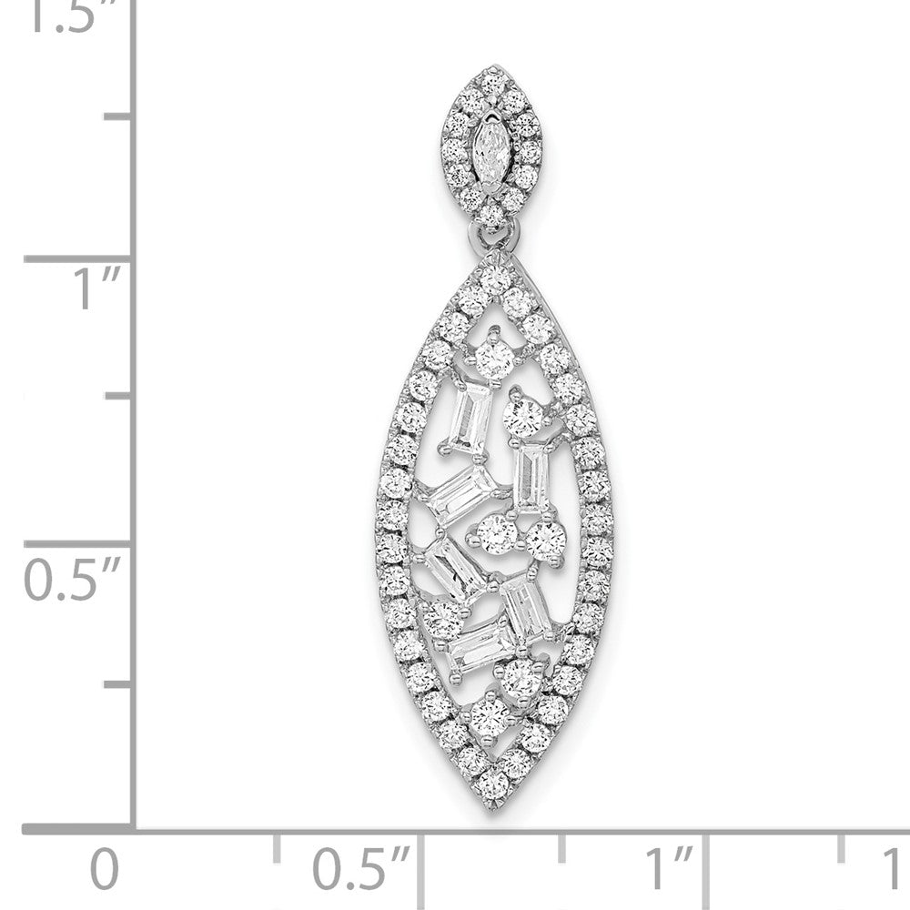 14K Weißgold Poliert Fantasie Hängend Echt Diamant Kette Anhänger