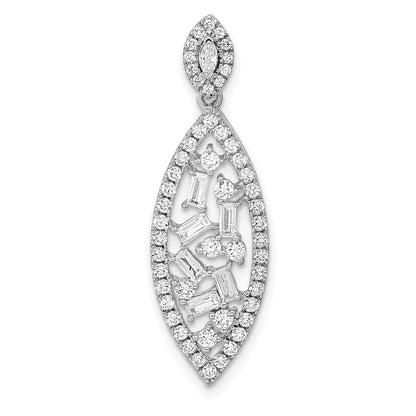 14K Weißgold Poliert Fantasie Hängend Echt Diamant Kette Anhänger