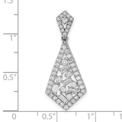 14K Weißgold Poliert Fantasie Hängend Echt Diamant Kette Anhänger
