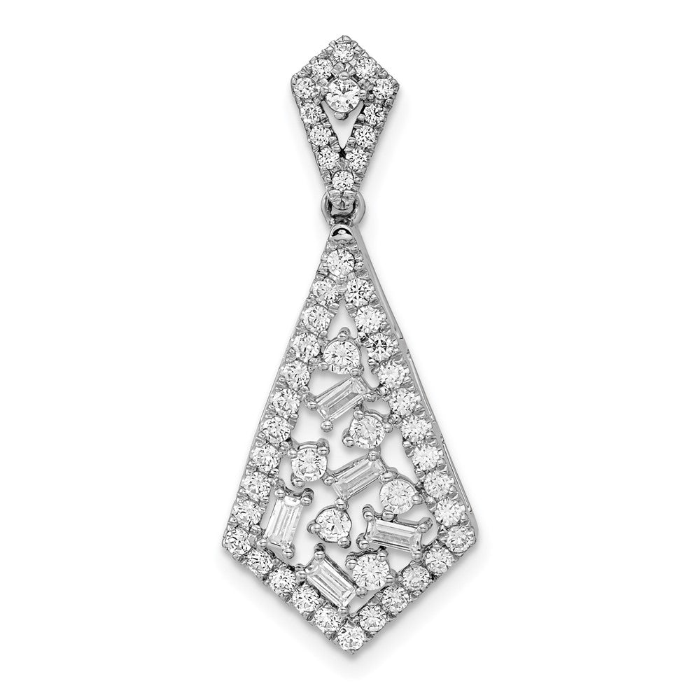 14K Weißgold Poliert Fantasie Hängend Echt Diamant Kette Anhänger