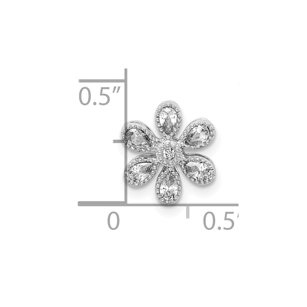 14K Weißgold Blumen Echt Diamant Kette Anhänger
