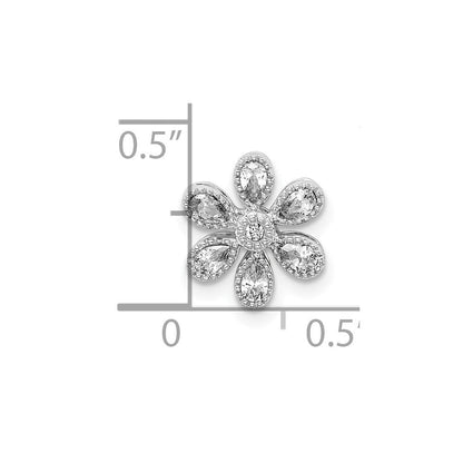 14K Weißgold Blumen Echt Diamant Kette Anhänger