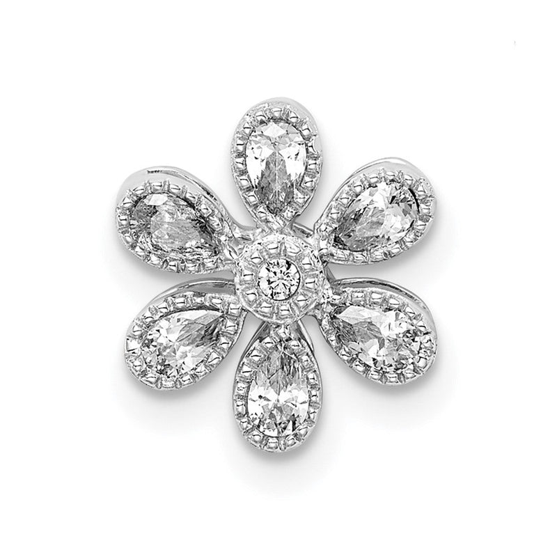 14K Weißgold Blumen Echt Diamant Kette Anhänger