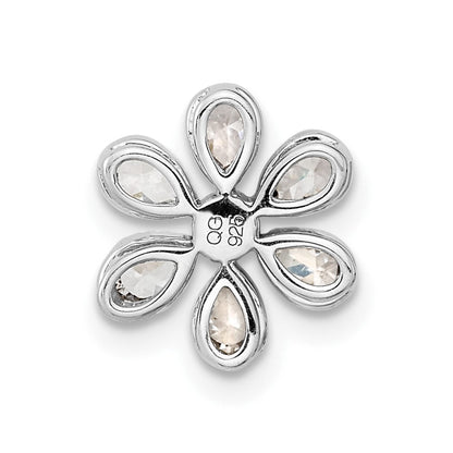 14K Weißgold Blumen Echt Diamant Kette Anhänger