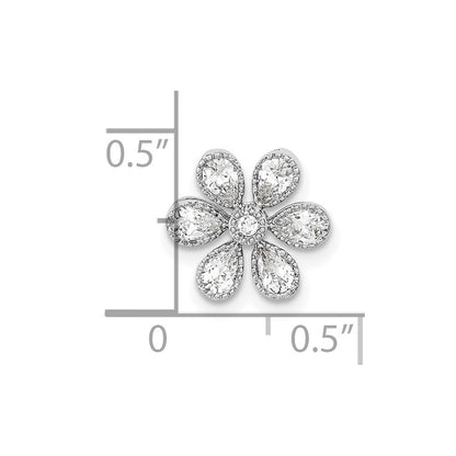 14K Weißgold Blumen Echt Diamant Kette Anhänger