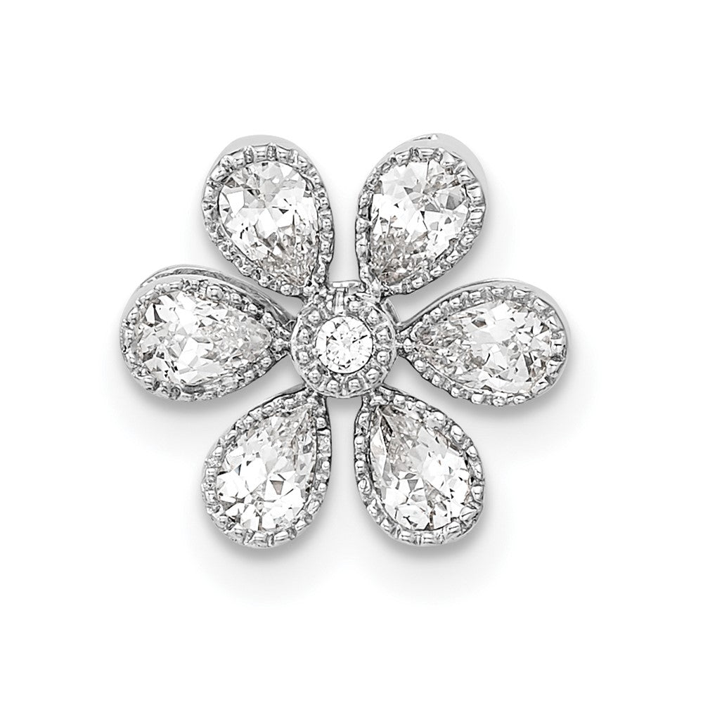 14K Weißgold Blumen Echt Diamant Kette Anhänger