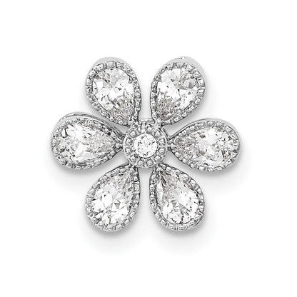 14K Weißgold Blumen Echt Diamant Kette Anhänger
