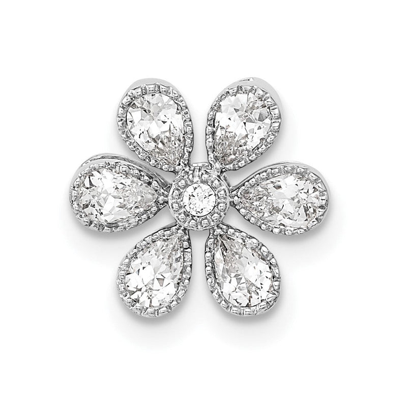 14K Weißgold Blumen Echt Diamant Kette Anhänger