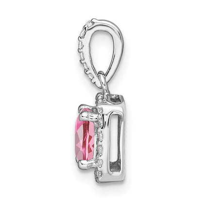 14K Weißgold 14K Weißgold Rosa Turmalin & Diamant Anhänger