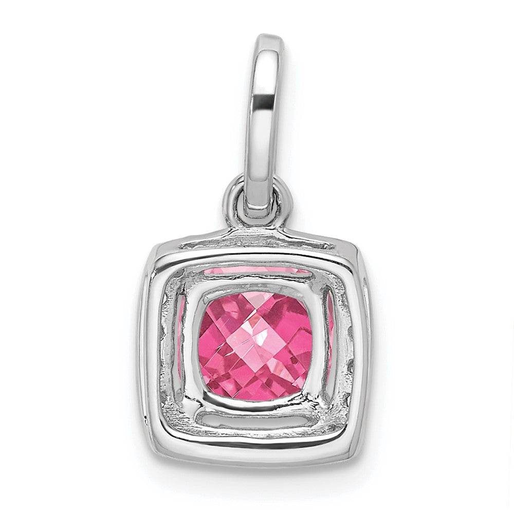 14K Weißgold 14K Weißgold Rosa Turmalin & Diamant Anhänger
