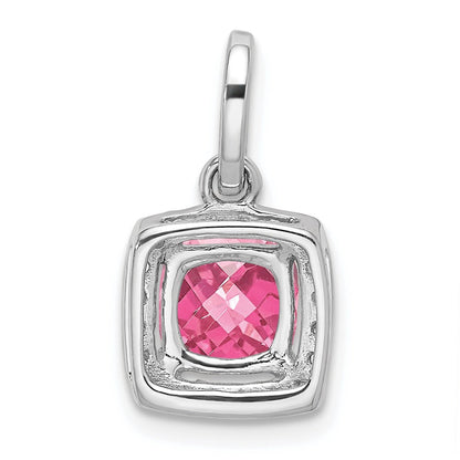 14K Weißgold 14K Weißgold Rosa Turmalin & Diamant Anhänger