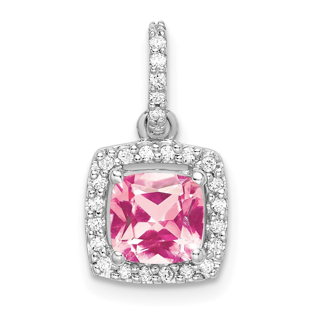 14K Weißgold 14K Weißgold Rosa Turmalin & Diamant Anhänger