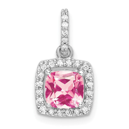 14K Weißgold 14K Weißgold Rosa Turmalin & Diamant Anhänger